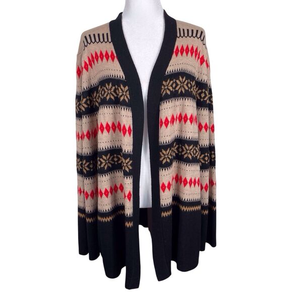 NWT Talbots Fair Isle Open Front Cardigan Sweater Size 3X Long Sleeve Beige Red - Picture 5 of 16
